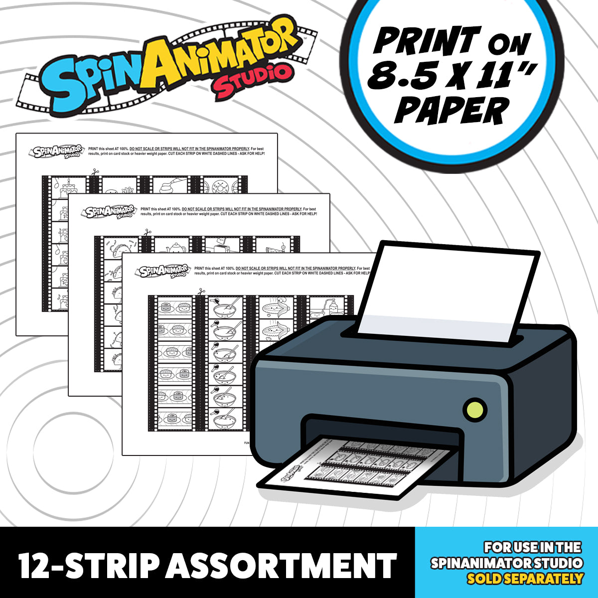 SpinAnimator Studio Fun Foodies Printable Refill Strips