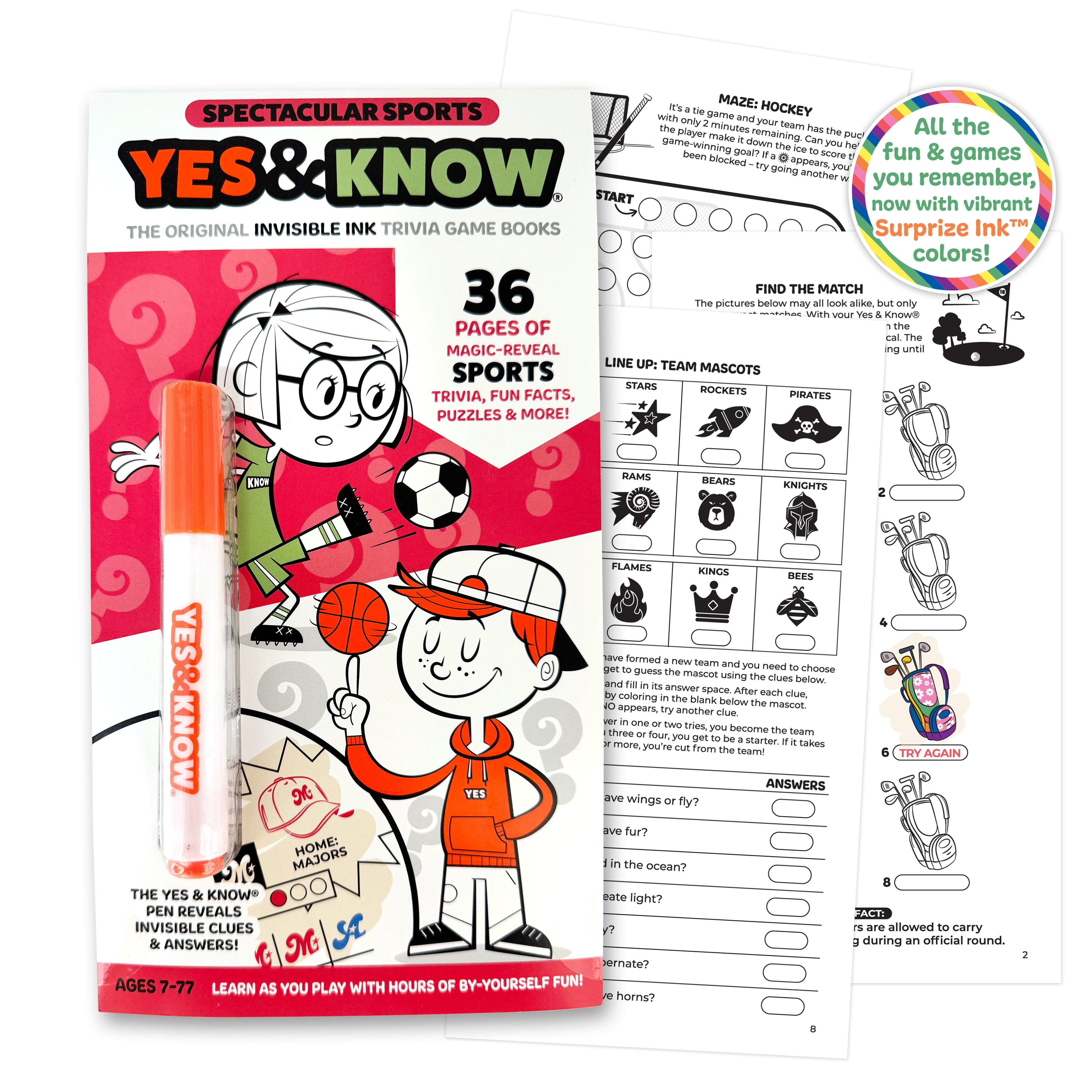 The Original Yes & Know® Invisible Ink Trivia Game Books: Spectacular Sports
