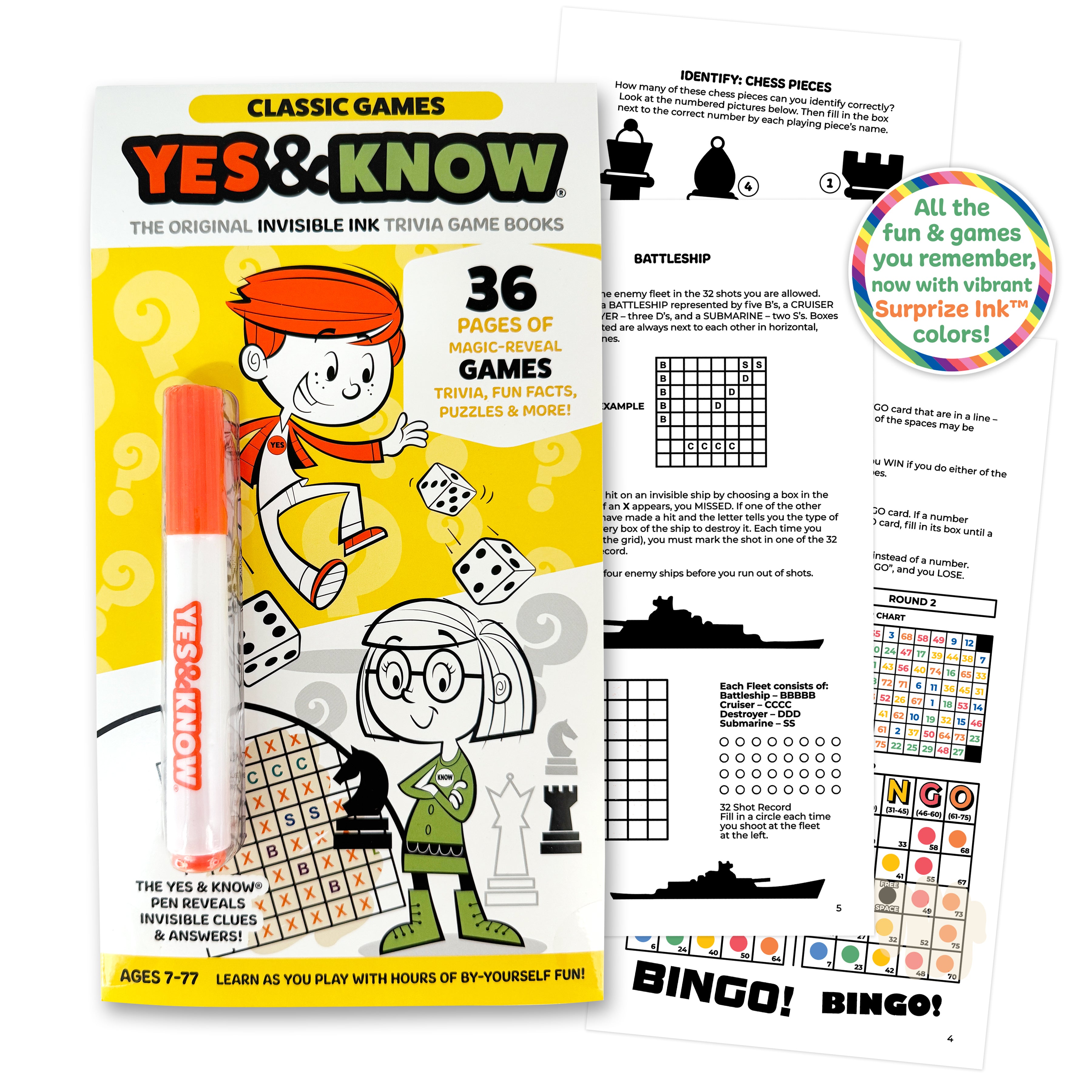 The Original Yes & Know® Invisible Ink Trivia Game Books: Classic Games