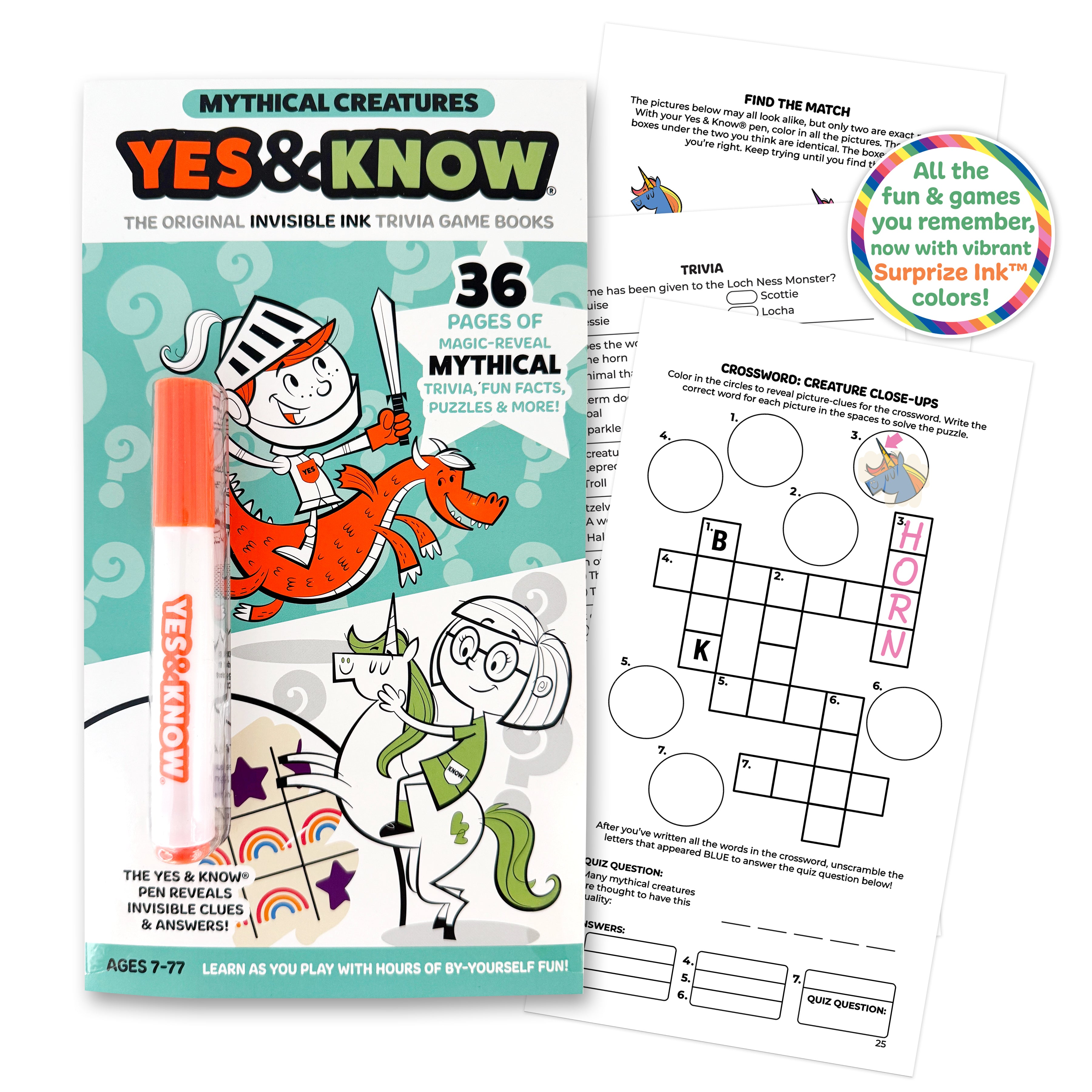 The Original Yes & Know® Invisible Ink Trivia Game Books: Mythical Creatures