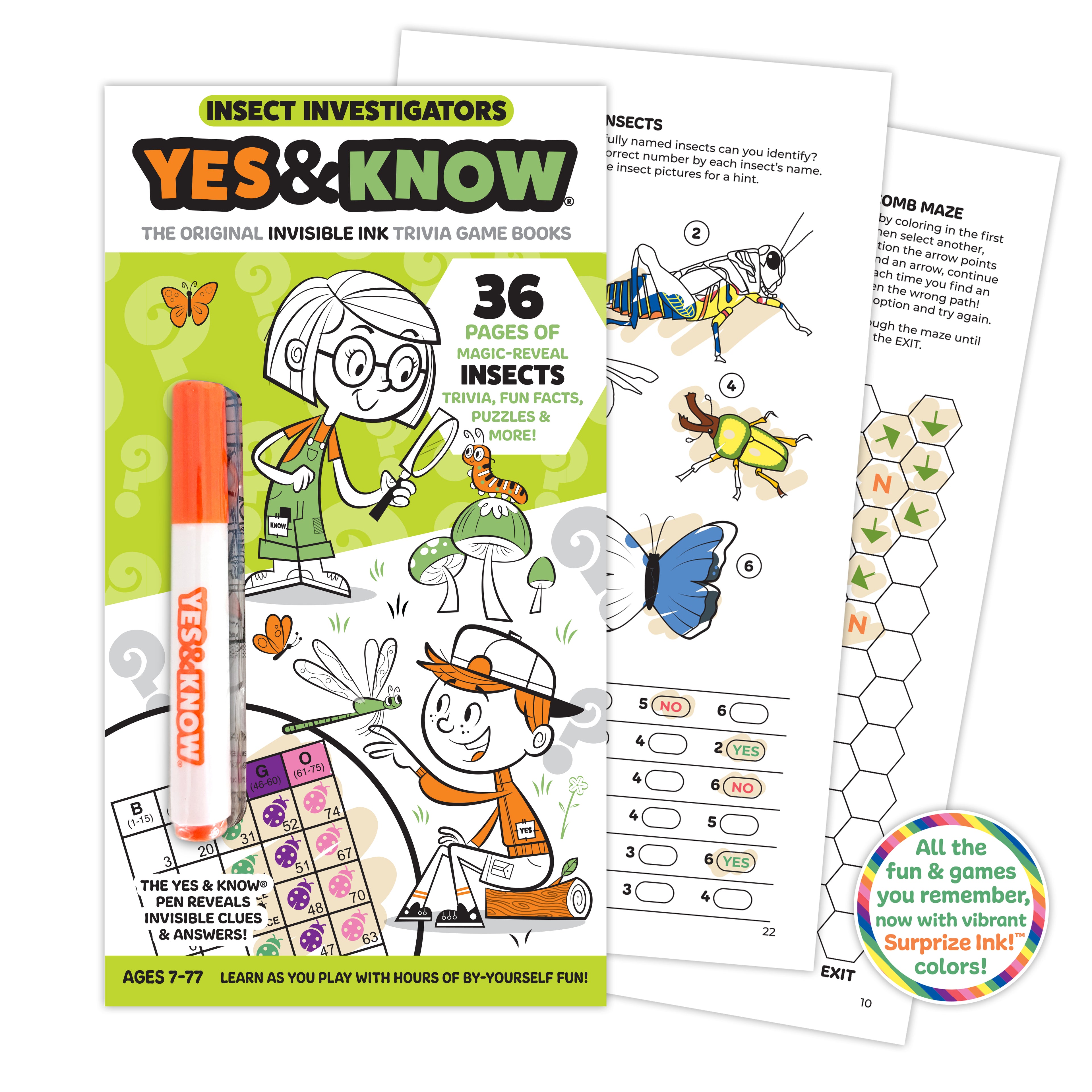 The Original Yes & Know® Invisible Ink Trivia Game Books: Insect Investigators