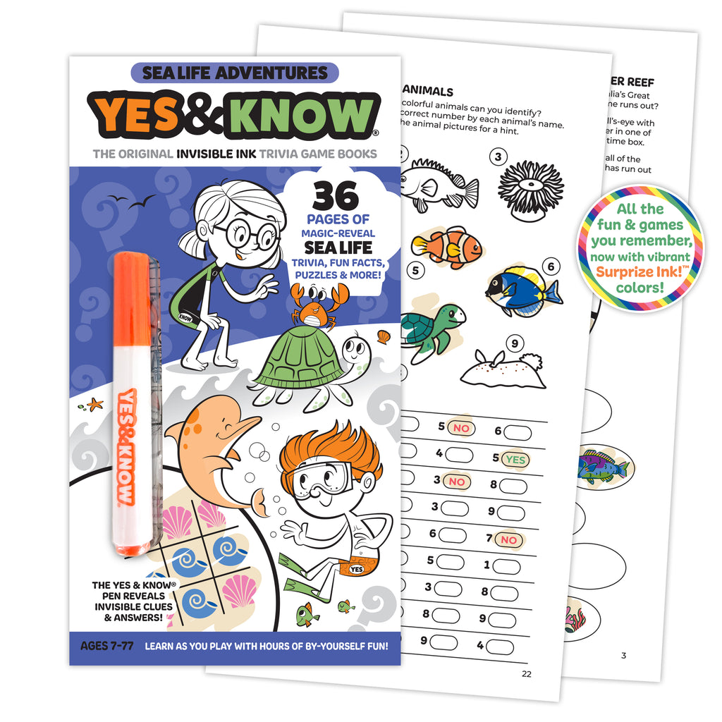 The Original Yes & Know® Invisible Ink Trivia Game Books: Sea Life Adventures