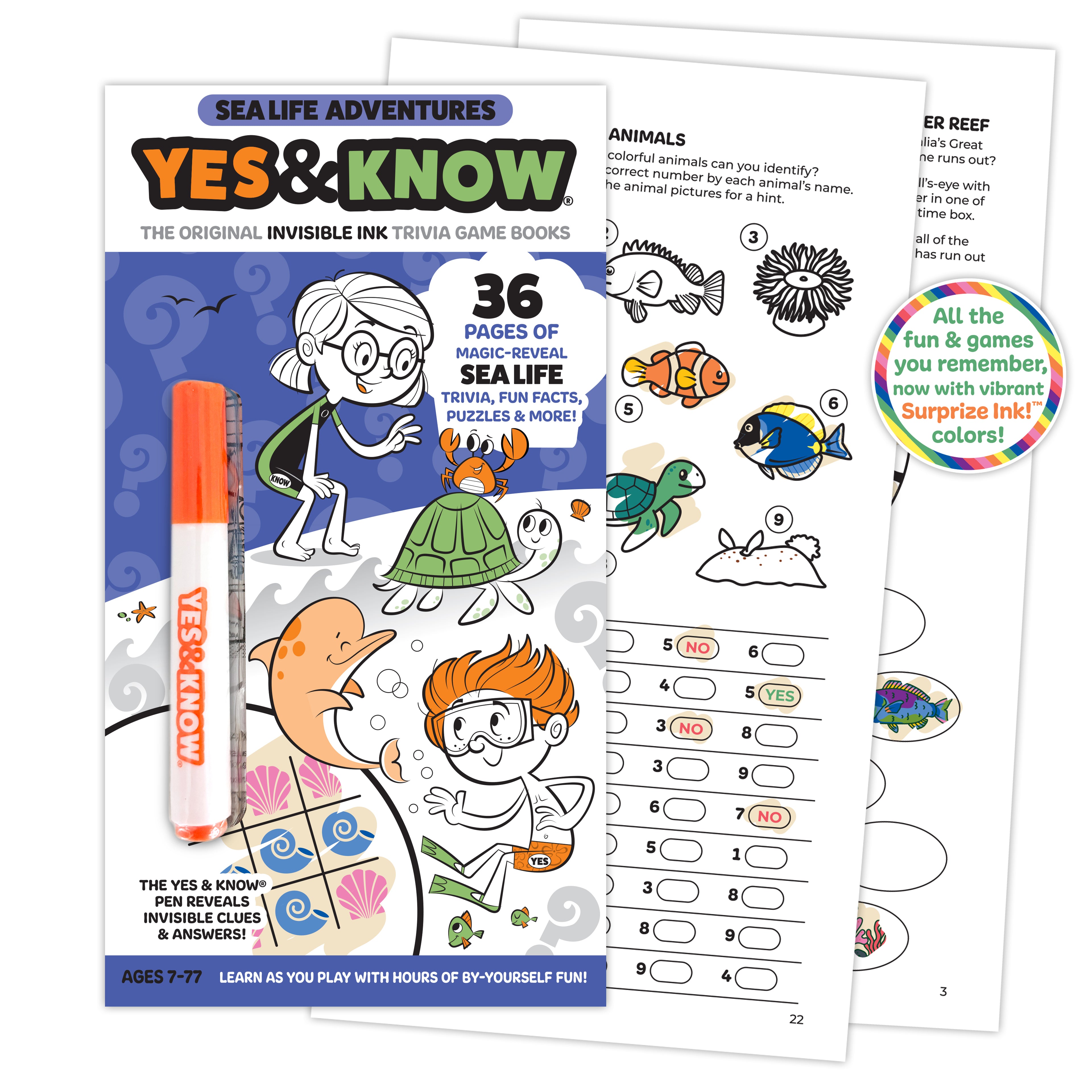 The Original Yes & Know® Invisible Ink Trivia Game Books: Sea Life Adventures