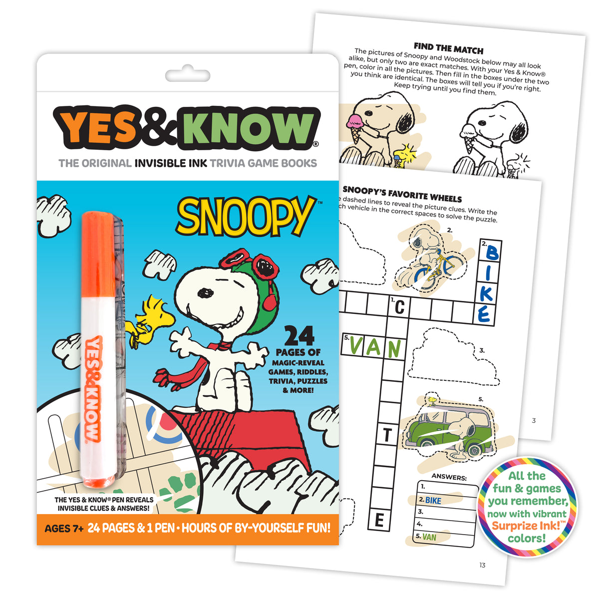 The Original Yes & Know® Invisible Ink Trivia Game Books: Snoopy
