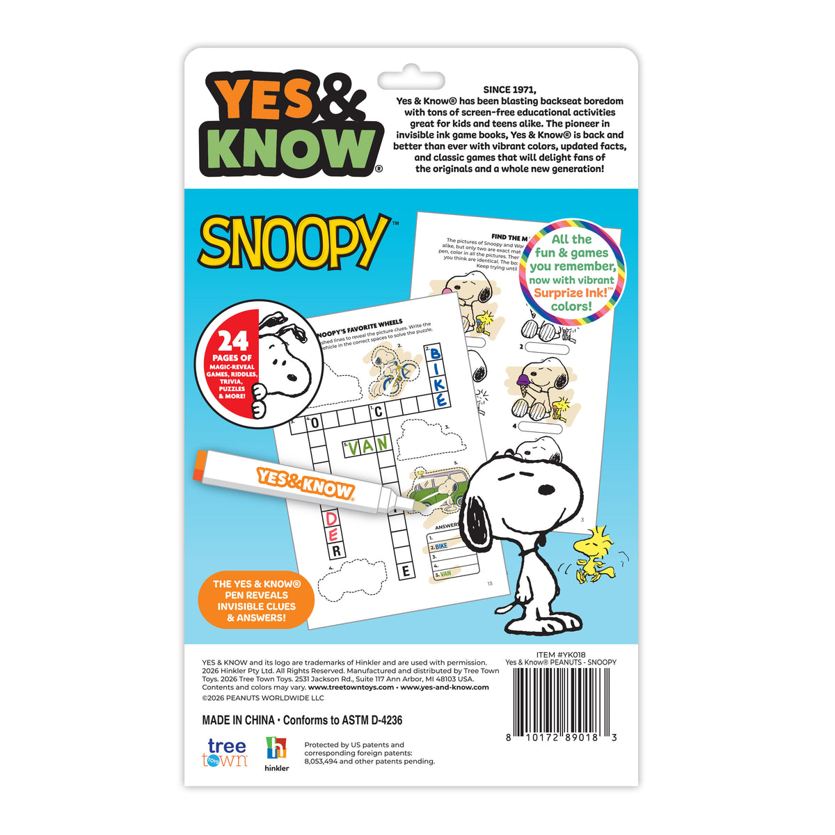 The Original Yes & Know® Invisible Ink Trivia Game Books: Snoopy