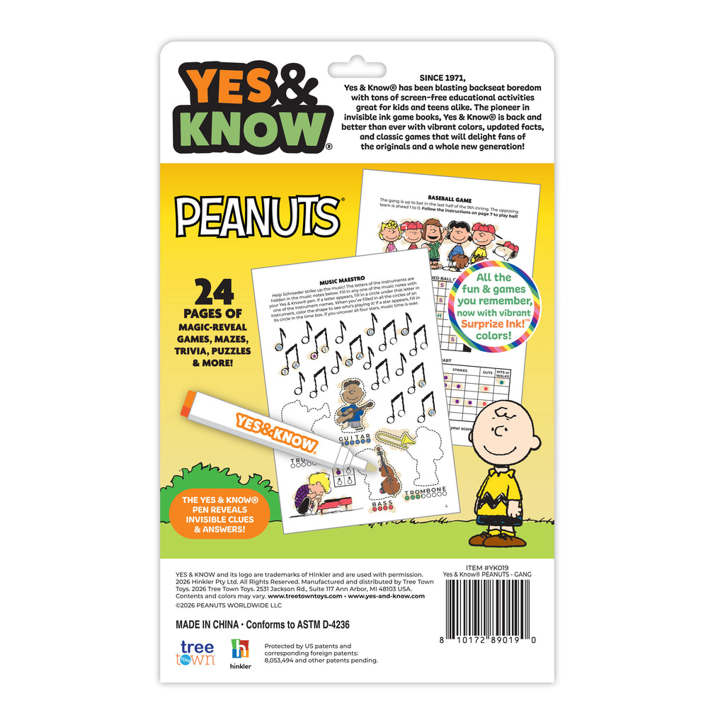 The Original Yes & Know® Invisible Ink Trivia Game Books: Peanuts Gang
