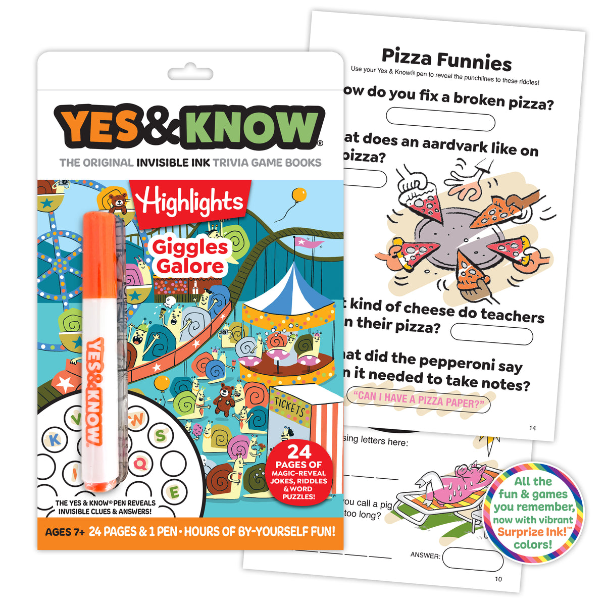 The Original Yes & Know® Invisible Ink Trivia Game Books: Highlights for Kids Giggles Galore