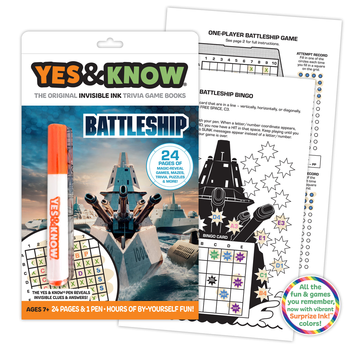 The Original Yes & Know® Invisible Ink Trivia Game Books: Battleship