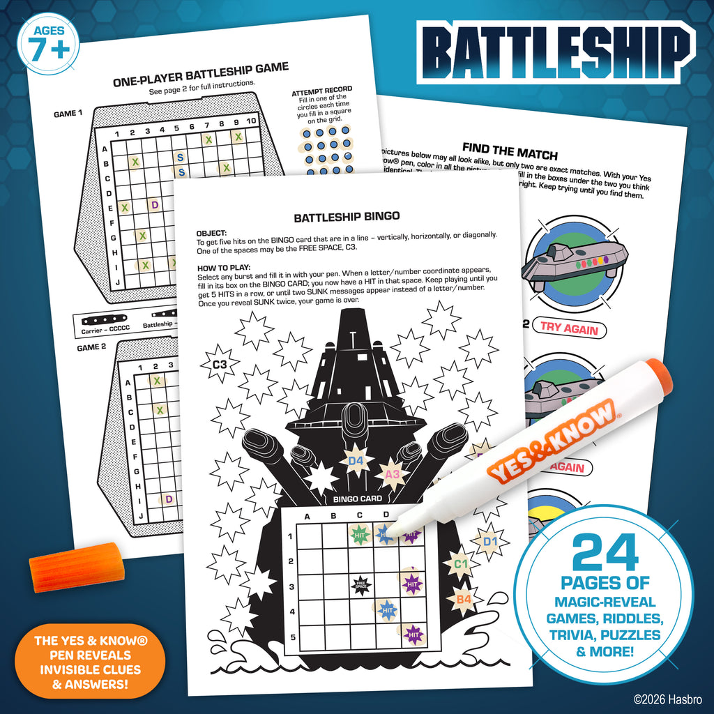 The Original Yes & Know® Invisible Ink Trivia Game Books: Battleship